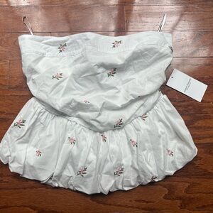 Mixed Thread Floral White Tube Top Size L NWT